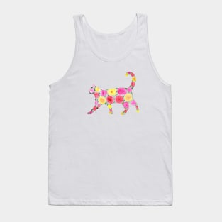 Cat Silhouette with flowers Tank Top